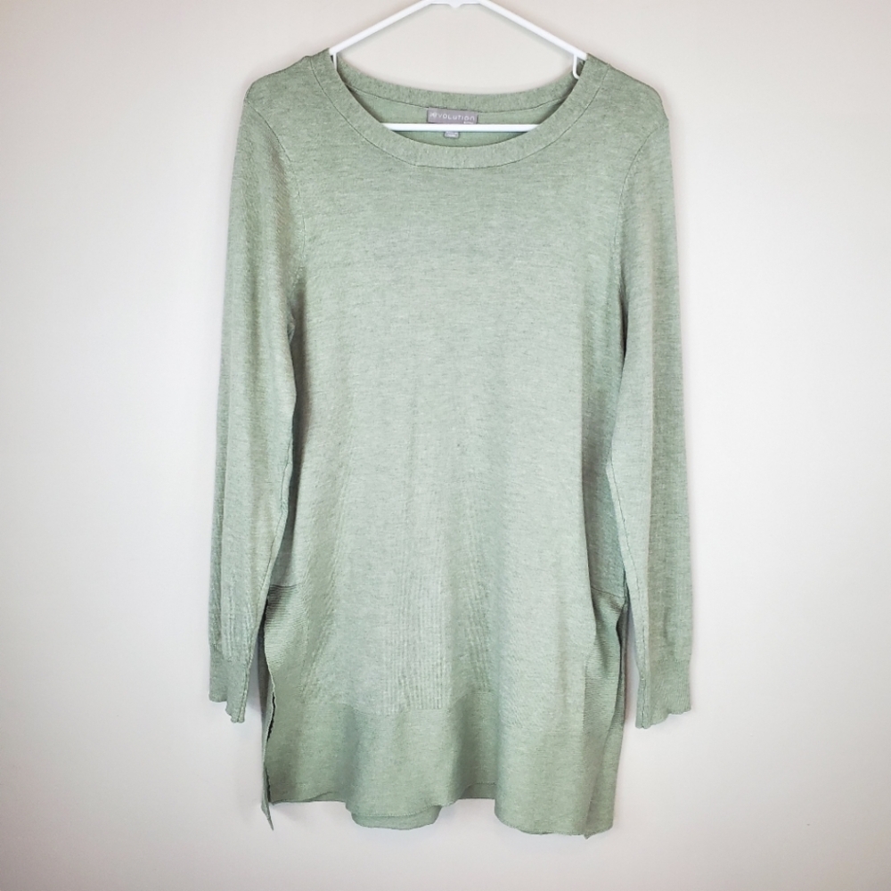 Evolution By Cyrus Size M Green Long Sleeve Tunic Shirt Top